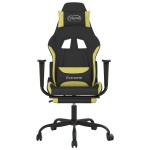 vidaXL Scaun gaming masaj/suport picioare, negru/verde deschis textil