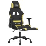 vidaXL Scaun gaming masaj/suport picioare, negru/verde deschis textil