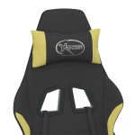 vidaXL Scaun gaming masaj/suport picioare, negru/verde deschis textil