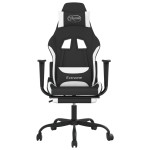 vidaXL Scaun de gaming cu masaj/suport picioare, negru și alb, textil