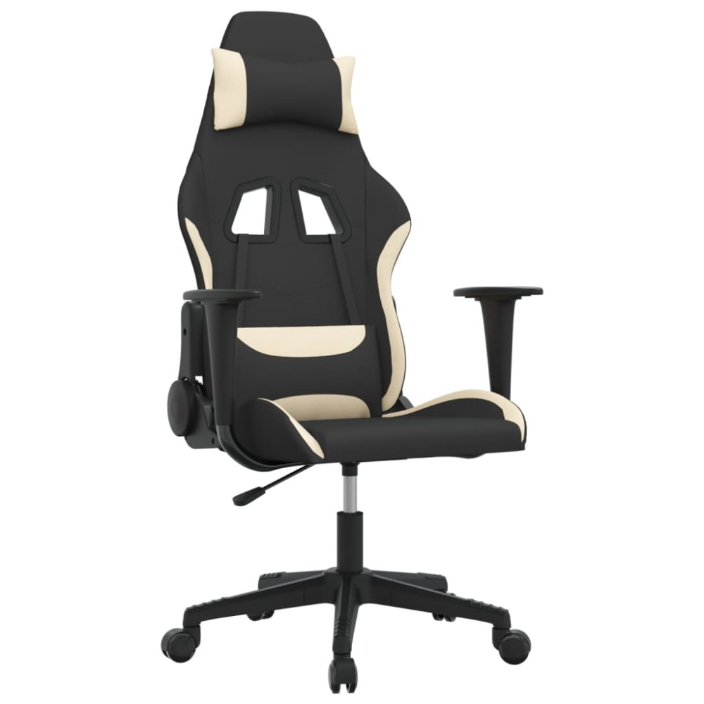 vidaXL Scaun de gaming cu masaj, negru și crem, material textil