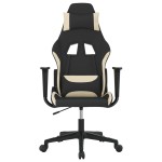 vidaXL Scaun de gaming cu masaj, negru și crem, material textil