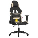 vidaXL Scaun de gaming cu masaj, negru și crem, material textil