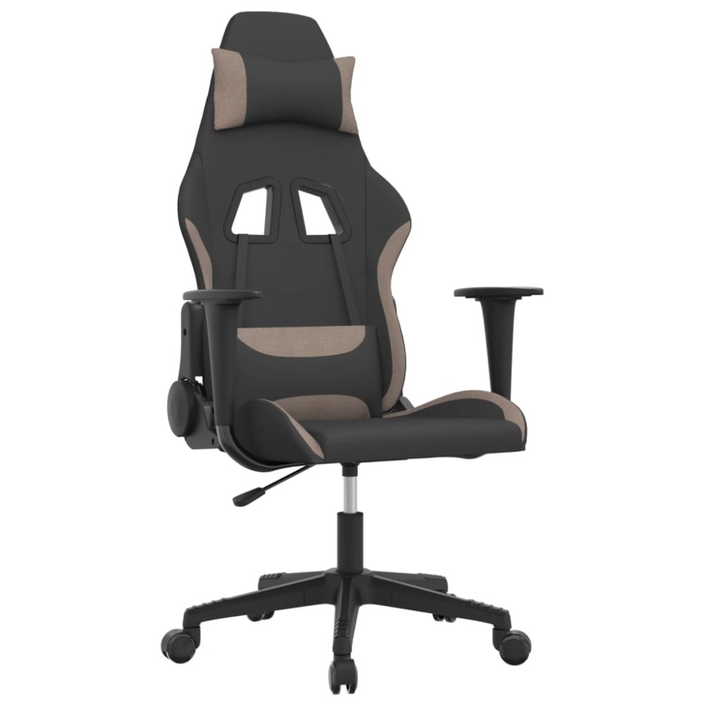 vidaXL Scaun de gaming cu masaj, negru și taupe, material textil