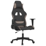 vidaXL Scaun de gaming cu masaj, negru și taupe, material textil