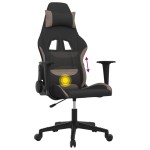 vidaXL Scaun de gaming cu masaj, negru și taupe, material textil