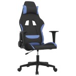vidaXL Scaun de gaming cu masaj, negru și albastru, material textil