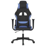 vidaXL Scaun de gaming cu masaj, negru și albastru, material textil