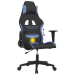 vidaXL Scaun de gaming cu masaj, negru și albastru, material textil