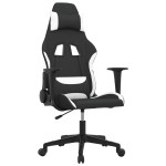 vidaXL Scaun de gaming cu masaj, negru și alb, material textil