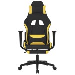 vidaXL Scaun de gaming cu masaj/suport picioare, negru/galben, textil vidaXL Scaun de gaming cu masaj/suport picioare, negru/galben, textil