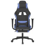 vidaXL Scaun de gaming cu masaj/suport picioare, negru/albastru textil