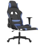 vidaXL Scaun de gaming cu masaj/suport picioare, negru/albastru textil