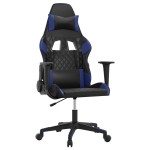 vidaXL Scaun de gaming de masaj, negru și albastru, piele ecologică