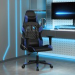 vidaXL Scaun de gaming de masaj, negru și albastru, piele ecologică