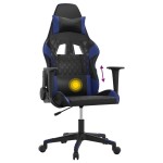 vidaXL Scaun de gaming de masaj, negru și albastru, piele ecologică