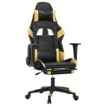 vidaXL Scaun de gaming cu masaj/suport picioare negru/auriu piele eco