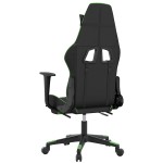 vidaXL Scaun gaming de masaj/suport picioare, negru/verde, piele eco