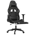 vidaXL Scaun de gaming cu masaj/suport picioare, negru/gri, piele eco