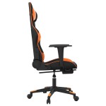 vidaXL Scaun gaming masaj/suport picioare, negru/portocaliu, piele eco