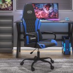 vidaXL Scaun de gaming de masaj, negru și albastru, piele ecologică