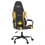 vidaXL Scaun de gaming de masaj, negru și auriu, piele ecologică