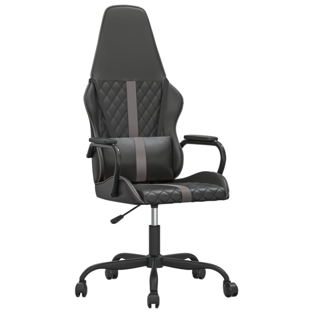 vidaXL Scaun de gaming de masaj, negru și gri, piele ecologică