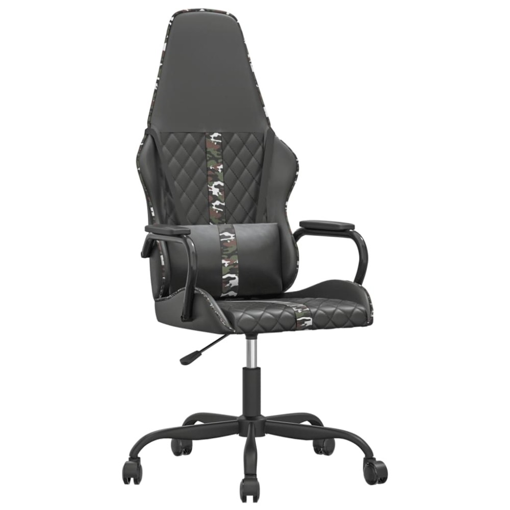 vidaXL Scaun de gaming de masaj, camuflaj și negru, piele ecologică