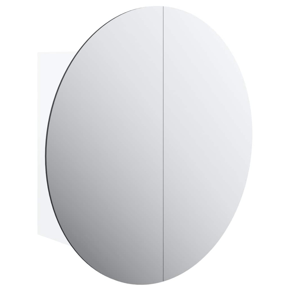 vidaXL Dulap de baie cu oglindă rotundă și LED, alb, 40x40x17,5 cm