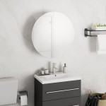 vidaXL Dulap de baie cu oglindă rotundă și LED, alb, 40x40x17,5 cm vidaXL Dulap de baie cu oglindă rotundă și LED, alb, 40x40x17,5 cm