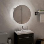 vidaXL Dulap de baie cu oglindă rotundă și LED, alb, 40x40x17,5 cm vidaXL Dulap de baie cu oglindă rotundă și LED, alb, 40x40x17,5 cm