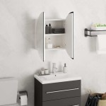 vidaXL Dulap de baie cu oglindă rotundă și LED, alb, 40x40x17,5 cm vidaXL Dulap de baie cu oglindă rotundă și LED, alb, 40x40x17,5 cm