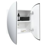 vidaXL Dulap de baie cu oglindă rotundă și LED, alb, 40x40x17,5 cm vidaXL Dulap de baie cu oglindă rotundă și LED, alb, 40x40x17,5 cm