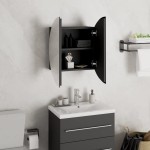 vidaXL Dulap de baie cu oglindă rotundă și LED, negru, 40x40x17,5 cm vidaXL Dulap de baie cu oglindă rotundă și LED, negru, 40x40x17,5 cm