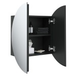 vidaXL Dulap de baie cu oglindă rotundă și LED, negru, 40x40x17,5 cm vidaXL Dulap de baie cu oglindă rotundă și LED, negru, 40x40x17,5 cm