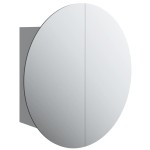 vidaXL Dulap de baie cu oglindă rotundă și LED, gri, 40x40x17,5 cm vidaXL Dulap de baie cu oglindă rotundă și LED, gri, 40x40x17,5 cm