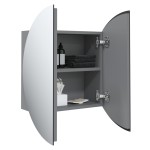 vidaXL Dulap de baie cu oglindă rotundă și LED, gri, 40x40x17,5 cm vidaXL Dulap de baie cu oglindă rotundă și LED, gri, 40x40x17,5 cm