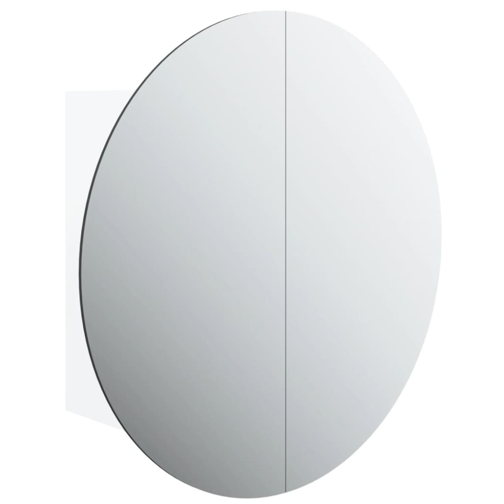 vidaXL Dulap de baie cu oglindă rotundă și LED, alb, 47x47x17,5 cm