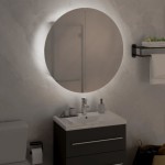 vidaXL Dulap de baie cu oglindă rotundă și LED, alb, 47x47x17,5 cm vidaXL Dulap de baie cu oglindă rotundă și LED, alb, 47x47x17,5 cm