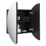 vidaXL Dulap de baie cu oglindă rotundă și LED, negru, 47x47x17,5 cm vidaXL Dulap de baie cu oglindă rotundă și LED, negru, 47x47x17,5 cm