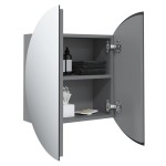 vidaXL Dulap de baie cu oglindă rotundă și LED, gri, 47x47x17,5 cm vidaXL Dulap de baie cu oglindă rotundă și LED, gri, 47x47x17,5 cm