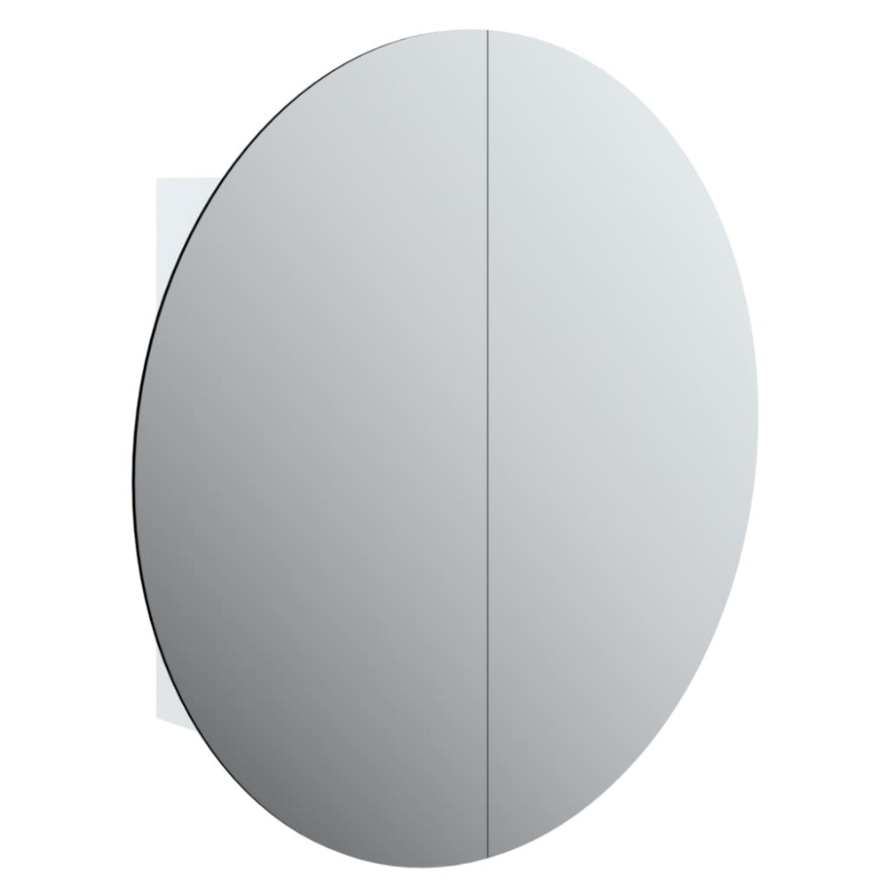 vidaXL Dulap de baie cu oglindă rotundă și LED, alb, 54x54x17,5 cm
