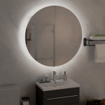 vidaXL Dulap de baie cu oglindă rotundă și LED, alb, 54x54x17,5 cm vidaXL Dulap de baie cu oglindă rotundă și LED, alb, 54x54x17,5 cm