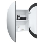 vidaXL Dulap de baie cu oglindă rotundă și LED, alb, 54x54x17,5 cm vidaXL Dulap de baie cu oglindă rotundă și LED, alb, 54x54x17,5 cm