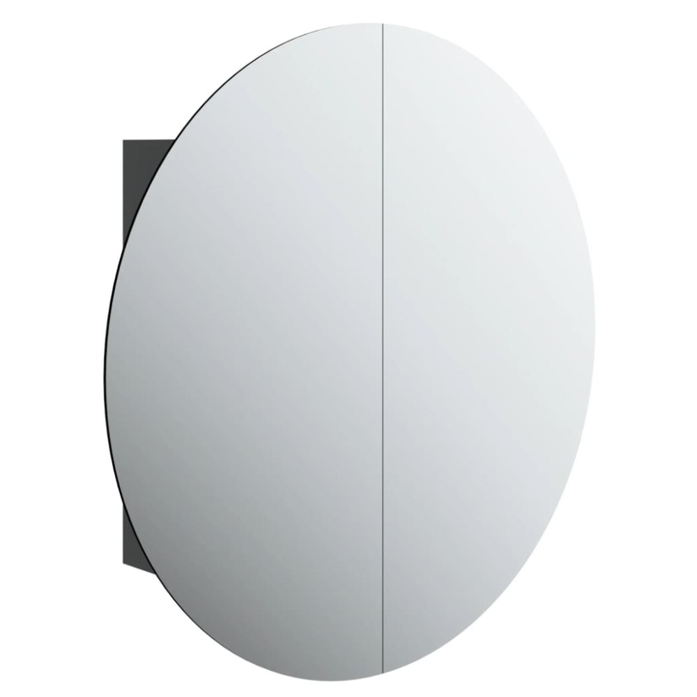 vidaXL Dulap de baie cu oglindă rotundă și LED, negru, 54x54x17,5 cm