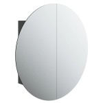 vidaXL Dulap de baie cu oglindă rotundă și LED, negru, 54x54x17,5 cm vidaXL Dulap de baie cu oglindă rotundă și LED, negru, 54x54x17,5 cm