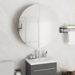 vidaXL Dulap de baie cu oglindă rotundă și LED, negru, 54x54x17,5 cm vidaXL Dulap de baie cu oglindă rotundă și LED, negru, 54x54x17,5 cm