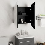 vidaXL Dulap de baie cu oglindă rotundă și LED, negru, 54x54x17,5 cm vidaXL Dulap de baie cu oglindă rotundă și LED, negru, 54x54x17,5 cm