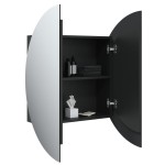 vidaXL Dulap de baie cu oglindă rotundă și LED, negru, 54x54x17,5 cm vidaXL Dulap de baie cu oglindă rotundă și LED, negru, 54x54x17,5 cm