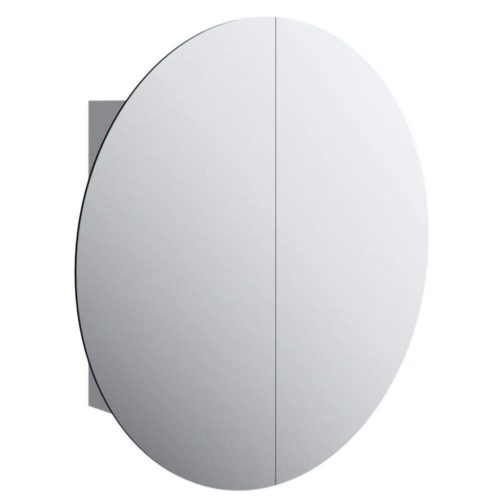 vidaXL Dulap de baie cu oglindă rotundă și LED, gri, 54x54x17,5 cm